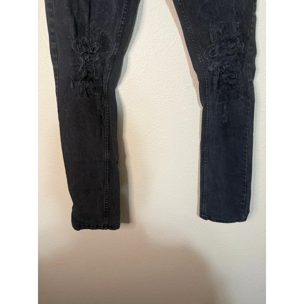 Evolution In Design Mens Black Distressed Ripped Denim‎ Slim Jeans 36x32